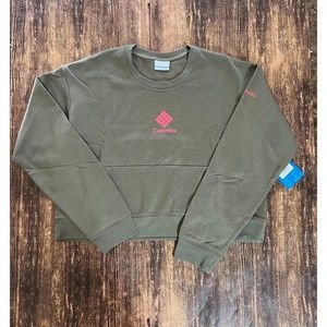 COLUMBIA TREK CROPPED SWEATSHIRT STONE GREEN COLOR BLOCK Large